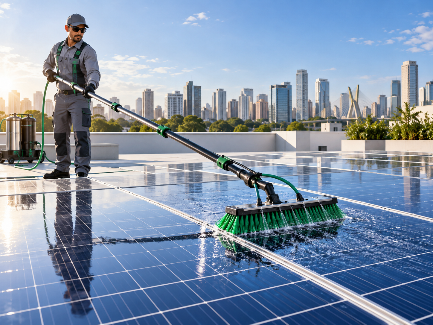 Limpeza profissional de placas solares